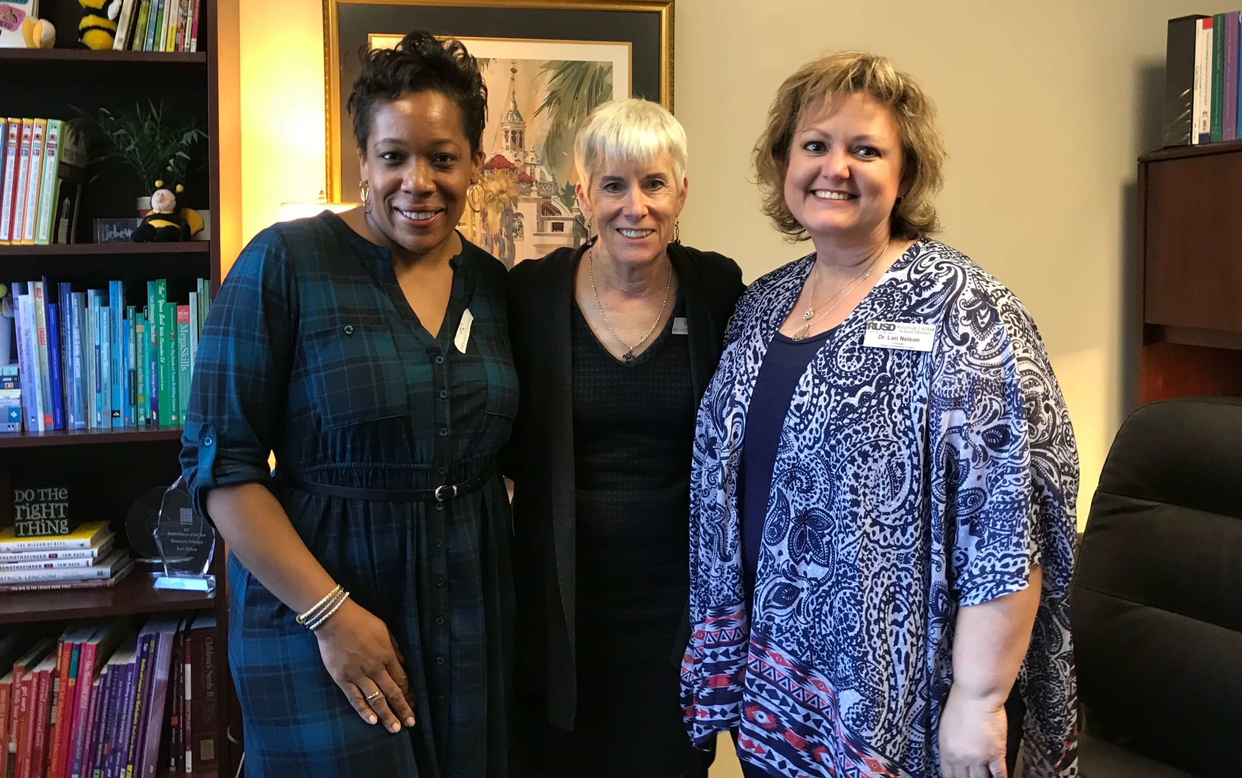 You don’t have a great school without strong instructional leadership – and principal Lari Nelson is as good as it gets.  Pictured here with Rachel Etienne and Barbara Davidson of the Knowledge Matters Campaign.