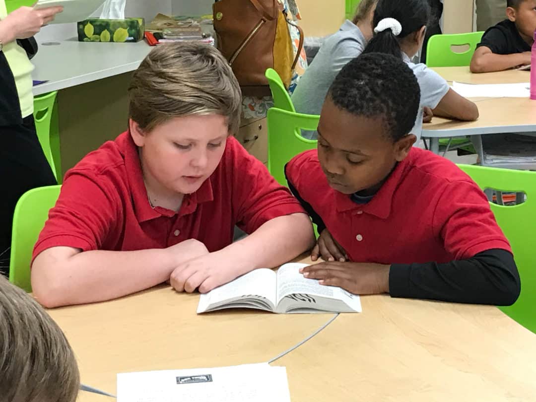Students read together